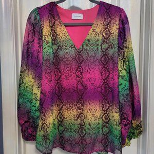 Multi Colored Snake Skin Print Blouse